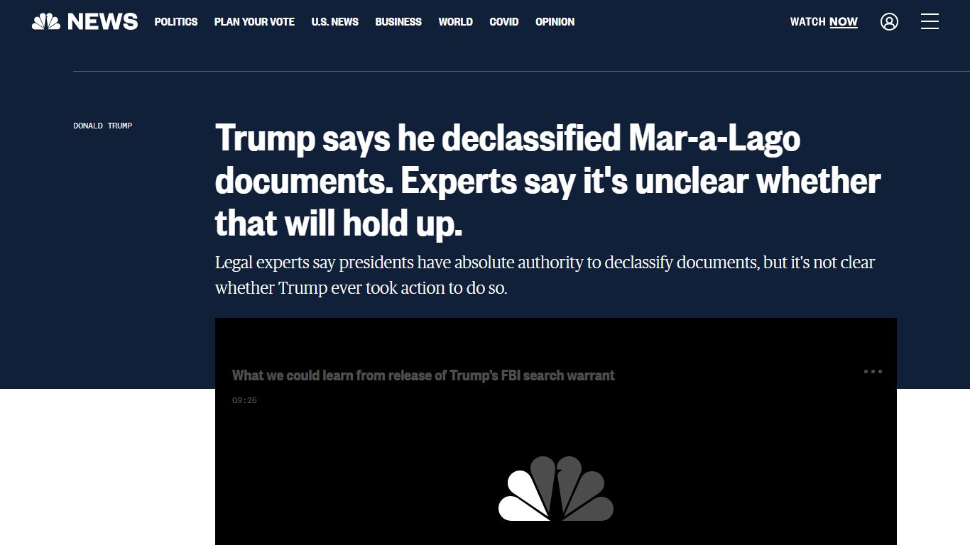 Trump says he declassified Mar-a-Lago documents. Experts say it's ...